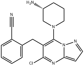 Benzonitrile, 2-[[7-[(3R)-3-amino-1-piperidinyl]-5-chloropyrazolo[1,5-a]pyrimidin-6-yl]methyl]- Structure