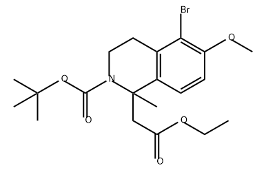 1-Isoquinolineacetic acid, 5-bromo-2-[(1,1-dimethylethoxy)carbonyl]-1,2,3,4-tetrahydro-6-methoxy-1-methyl-, ethyl ester Structure