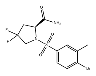 2-Pyrrolidinecarboxamide, 1-[(4-bromo-3-methylphenyl)sulfonyl]-4,4-difluoro-, (2S)- Structure