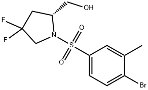 2-Pyrrolidinemethanol, 1-[(4-bromo-3-methylphenyl)sulfonyl]-4,4-difluoro-, (2R)- Structure