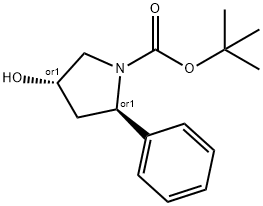 1-Pyrrolidinecarboxylic acid, 4-hydroxy-2-phenyl-, 1,1-dimethylethyl ester, (2R,4R)- Structure