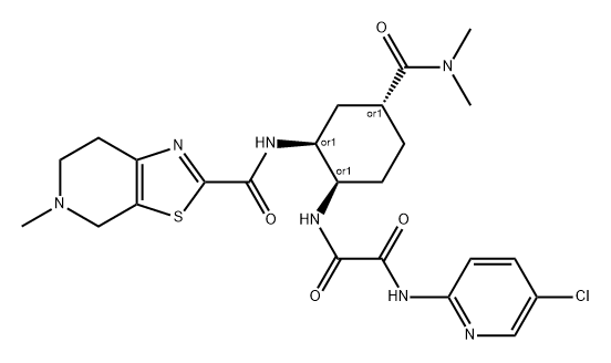 Ethanediamide, N1-(5-chloro-2-pyridinyl)-N2-[(1R,2S,4R)-4-[(dimethylamino)carbonyl]-2-[[(4,5,6,7-tetrahydro-5-methylthiazolo[5,4-c]pyridin-2-yl)carbonyl]amino]cyclohexyl]-, rel- Structure