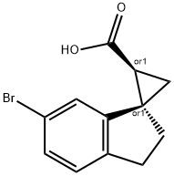 Spiro[cyclopropane-1,1'-[1H]indene]-2-carboxylic acid, 6'-bromo-2',3'-dihydro-, (1R,2S)-rel- 구조식 이미지