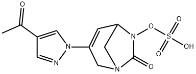 Sulfuric acid, mono[3-(4-acetyl-1H-pyrazol-1-
yl)-7-oxo-1,6-diazabicyclo[3.2.1]oct-3-en-6-yl]
ester Structure