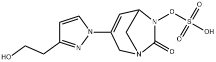 Sulfuric acid, mono[3-[3-(2-hydroxyethyl)-1H
pyrazol-1-yl]-7-oxo-1,6-diazabicyclo[3.2.1]oct-
3-en-6-yl] ester Structure