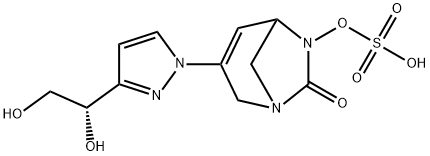 Sulfuric acid, mono[3-[3-[(1S)-1,2-dihydro
xyethyl]-1H-pyrazol-1-yl]-7-oxo-1,6-diazab
icyclo[3.2.1]oct-3-en-6-yl] ester Structure