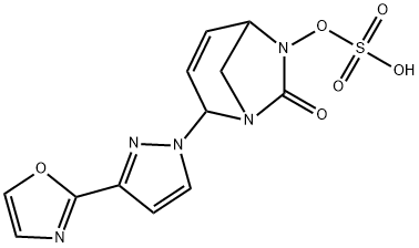 Sulfuric acid, mono[2-[3-(2-oxazolyl)-1H
pyrazol-1-yl]-7-oxo-1,6-diazabicyclo[3.2.1]oct-
3-en-6-yl] ester Structure