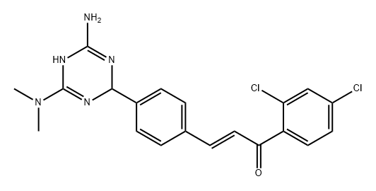 2-Propen-1-one, 3-[4-[4-amino-6-(dimethylamino)-2,5-dihydro-1,3,5-triazin-2-yl]phenyl]-1-(2,4-dichlorophenyl)-, (2E)- Structure