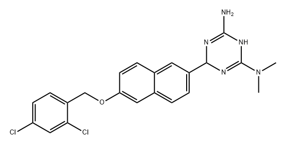 1,3,5-Triazine-2,4-diamine, 6-[6-[(2,4-dichlorophenyl)methoxy]-2-naphthalenyl]-3,6-dihydro-N2,N2-dimethyl- Structure