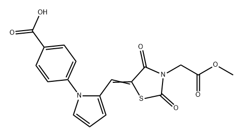 3-Thiazolidineacetic acid, 5-[[1-(4-carboxyphenyl)-1H-pyrrol-2-yl]methylene]-2,4-dioxo-, 3-methyl ester Structure