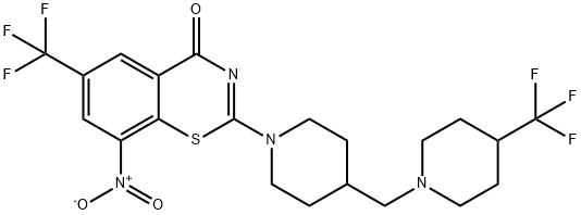 4H-1,3-Benzothiazin-4-one, 8-nitro-6-(trifluoromethyl)-2-[4-[[4-(trifluoromethyl)-1-piperidinyl]methyl]-1-piperidinyl]- Structure