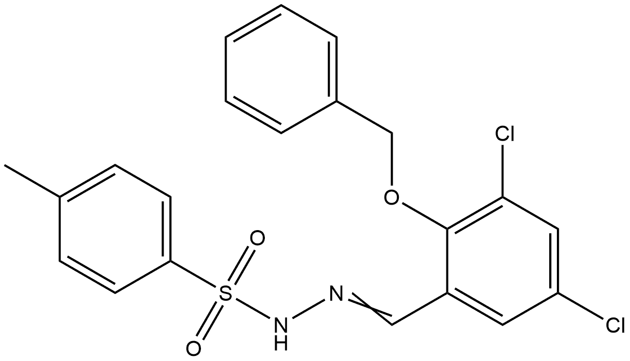 4-Methylbenzenesulfonic acid 2-[[3,5-dichloro-2-(phenylmethoxy)phenyl]methyle... Structure