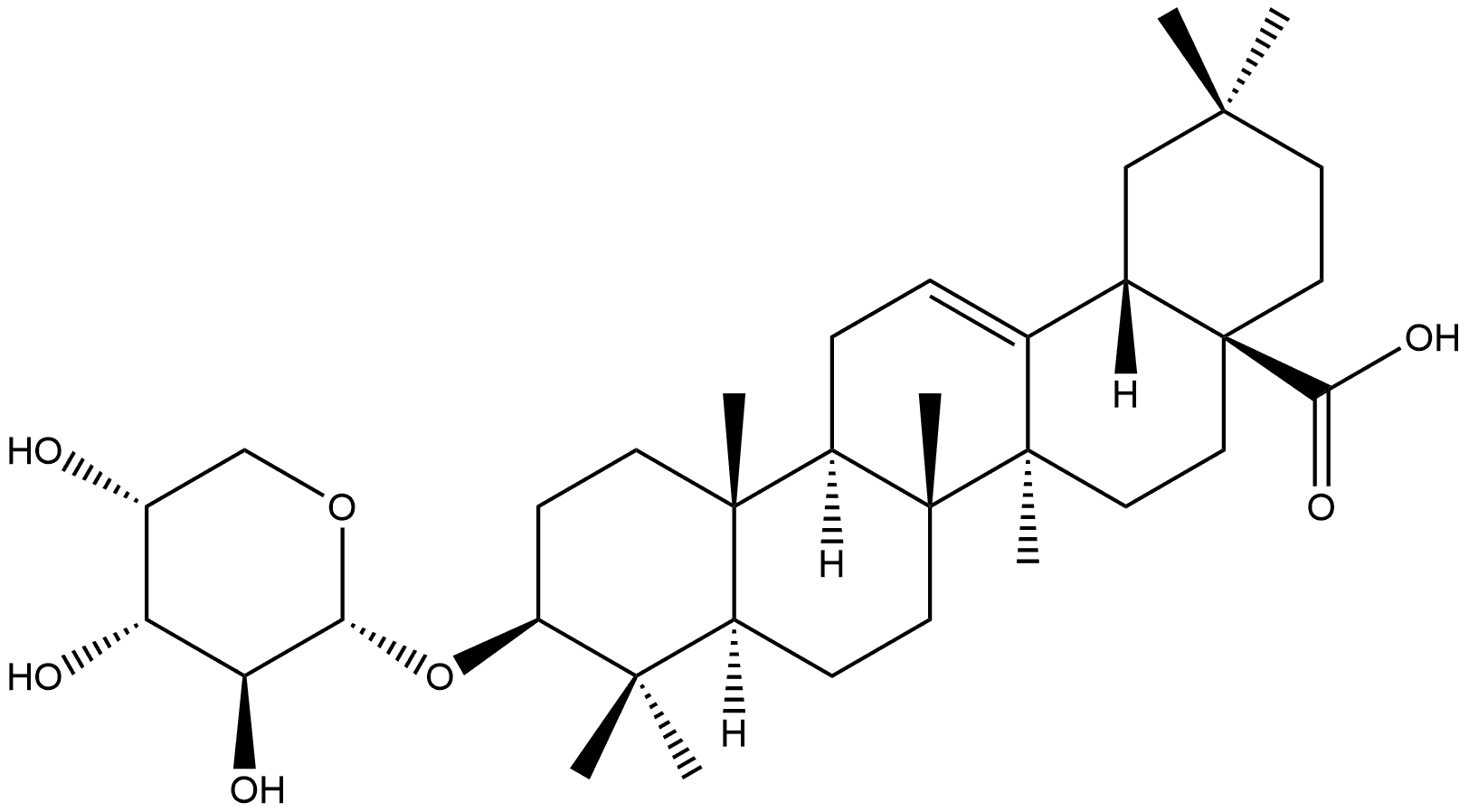 Olean-12-en-28-oic acid, 3-(α-D-arabinopyranosyloxy)-, (3β)- Structure