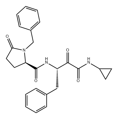 2-Pyrrolidinecarboxamide, N-[(1S)-3-(cyclopropylamino)-2,3-dioxo-1-(phenylmethyl)propyl]-5-oxo-1-(phenylmethyl)-, (2R)- Structure