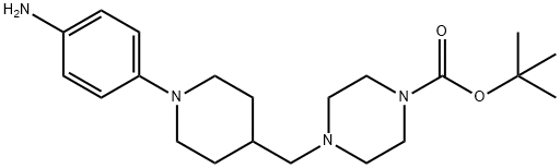 1-Piperazinecarboxylic acid, 4-[[1-(4-aminophenyl)-4-piperidinyl]methyl]-, 1,1-dimethylethyl ester 구조식 이미지