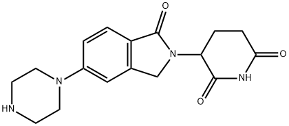 2,6-Piperidinedione, 3-[1,3-dihydro-1-oxo-5-(1-piperazinyl)-2H-isoindol-2-yl]- 구조식 이미지