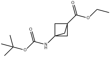 Bicyclo[1.1.1]pentane-1-carboxylic acid, 3-[[(1,1-dimethylethoxy)carbonyl]amino]-, ethyl ester 구조식 이미지