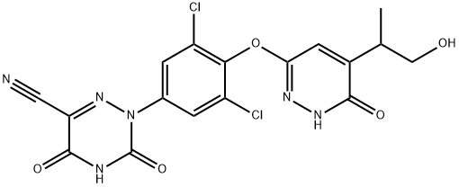 1,2,4-Triazine-6-carbonitrile, 2-[3,5-dichloro-4-[[1,6-dihydro-5-(2-hydroxy-1-methylethyl)-6-oxo-3-pyridazinyl]oxy]phenyl]-2,3,4,5-tetrahydro-3,5-dioxo- Structure