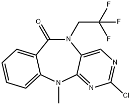 6H-Pyrimido[4,5-b][1,4]benzodiazepin-6-one, 2-chloro-5,11-dihydro-11-methyl-5-(2,2,2-trifluoroethyl)- Structure