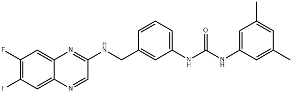 Urea, N-[3-[[(6,7-difluoro-2-quinoxalinyl)amino]methyl]phenyl]-N'-(3,5-dimethylphenyl)- Structure