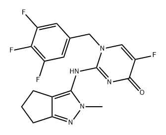 4(1H)-Pyrimidinone, 5-fluoro-2-[(2,4,5,6-tetrahydro-2-methyl-3-cyclopentapyrazolyl)amino]-1-[(3,4,5-trifluorophenyl)methyl]- Structure