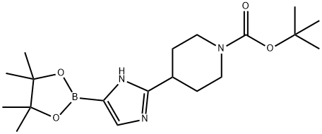 1-Piperidinecarboxylic acid, 4-[5-(4,4,5,5-tetramethyl-1,3,2-dioxaborolan-2-yl)-1H-imidazol-2-yl]-, 1,1-dimethylethyl ester Structure