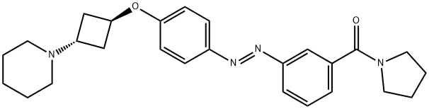 Methanone, [3-[(1E)-2-[4-[[trans-3-(1-piperidinyl)cyclobutyl]oxy]phenyl]diazenyl]phenyl]-1-pyrrolidinyl- Structure