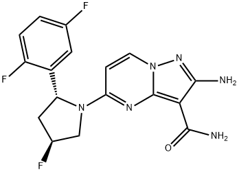 Pyrazolo[1,5-a]pyrimidine-3-carboxamide, 2-amino-5-[(2R,4S)-2-(2,5-difluorophenyl)-4-fluoro-1-pyrrolidinyl]- Structure