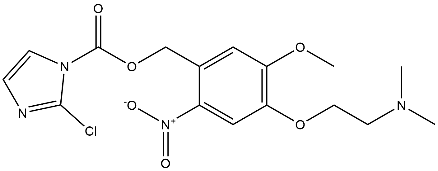 4-(2-(Dimethylamino)ethoxy)-5-methoxy-2-nitrobenzyl 2-chloro-1H-imidazole-1-carboxylate Structure