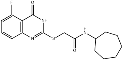 Acetamide, N-cycloheptyl-2-[(5-fluoro-3,4-dihydro-4-oxo-2-quinazolinyl)thio]- Structure