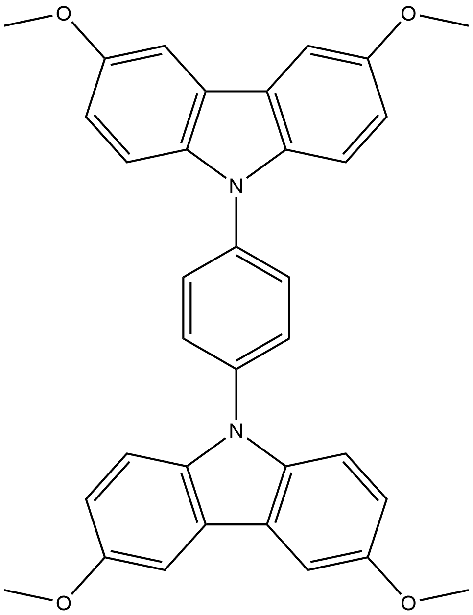 1,4-bis(3,6-dimethoxy-9H-carbazol-9-yl)benzene Structure