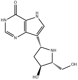 4H-Pyrrolo3,2-dpyrimidin-4-one, 1,5-dihydro-7-(2R,4S,5R)-4-hydroxy-5-(hydroxymethyl)-2-pyrrolidinyl- Structure