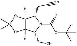 5H-1,3-Dioxolo4,5-cpyrrole-5-carboxylic acid, 4-(cyanomethyl)tetrahydro-6-(hydroxymethyl)-2,2-dimethyl-, 1,1-dimethylethyl ester, (3aS,4S,6R,6aR)- 구조식 이미지