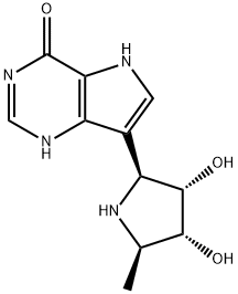 4H-Pyrrolo3,2-dpyrimidin-4-one, 7-(2S,3S,4R,5R)-3,4-dihydroxy-5-methyl-2-pyrrolidinyl-1,5-dihydro- 구조식 이미지