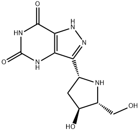 1H-Pyrazolo4,3-dpyrimidine-5,7(4H,6H)-dione, 3-(2R,4S,5R)-4-hydroxy-5-(hydroxymethyl)-2-pyrrolidinyl- 구조식 이미지