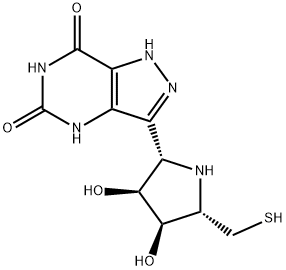 1H-Pyrazolo4,3-dpyrimidine-5,7(4H,6H)-dione, 3-(2S,3S,4R,5S)-3,4-dihydroxy-5-(mercaptomethyl)-2-pyrrolidinyl- 구조식 이미지