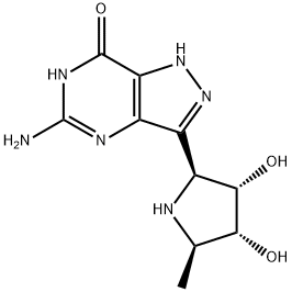 7H-Pyrazolo4,3-dpyrimidin-7-one, 5-amino-3-(2S,3S,4R,5R)-3,4-dihydroxy-5-methyl-2-pyrrolidinyl-1,4-dihydro- 구조식 이미지