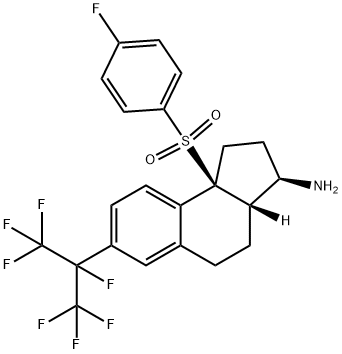 (3R,3aS,9bS)-9b-((4-Fluorophenyl)sulfonyl)-7-(perfluoropropan-2-yl)-2,3,3a,4,5,9b-hexahydro-1H-cyclopenta[a]naphthalen-3-amine Structure