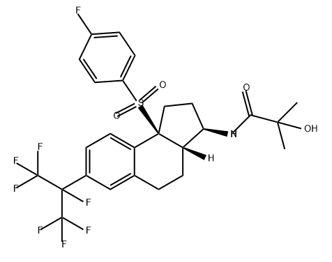 Propanamide, N-[(3R,3aS,9bS)-9b-[(4-fluorophenyl)sulfonyl]-2,3,3a,4,5,9b-hexahydro-7-[1,2,2,2-tetrafluoro-1-(trifluoromethyl)ethyl]-1H-benz[e]inden-3-yl]-2-hydroxy-2-methyl- Structure