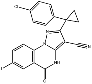 Pyrazolo[1,5-a]quinazoline-3-carbonitrile, 2-[1-(4-chlorophenyl)cyclopropyl]-4,5-dihydro-7-iodo-5-oxo- Structure
