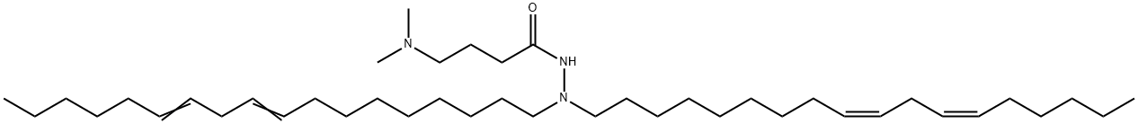 Butanoic acid, 4-(dimethylamino)-, 2,2-di-(9Z,12Z)-9,12-octadecadien-1-ylhydrazide Structure