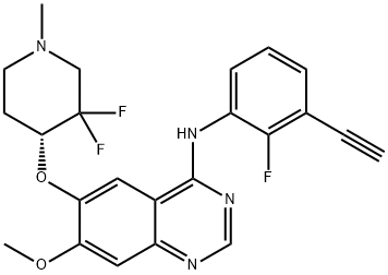 4-Quinazolinamine, 6-[[(4R)-3,3-difluoro-1-methyl-4-piperidinyl]oxy]-N-(3-ethynyl-2-fluorophenyl)-7-methoxy- 구조식 이미지