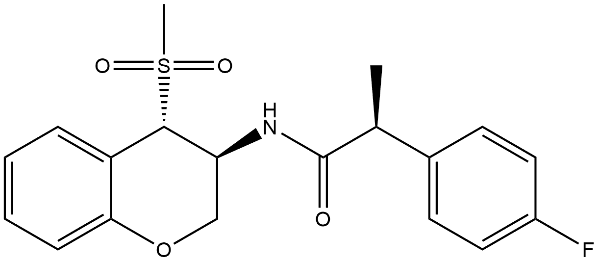 Benzeneacetamide, N-[(3S,4S)-3,4-dihydro-4-(methylsulfonyl)-2H-1-benzopyran-3-yl]-4-fluoro-α-methyl-, (αS)- Structure