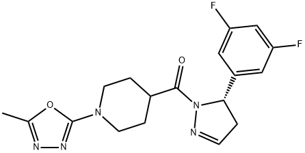 Methanone, [(5S)-5-(3,5-difluorophenyl)-4,5-dihydro-1H-pyrazol-1-yl][1-(5-methyl-1,3,4-oxadiazol-2-yl)-4-piperidinyl]- Structure