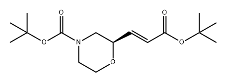 4-Morpholinecarboxylic acid, 2-[(1E)-3-(1,1-dimethylethoxy)-3-oxo-1-propen-1-yl]-, 1,1-dimethylethyl ester, (2R)- 구조식 이미지