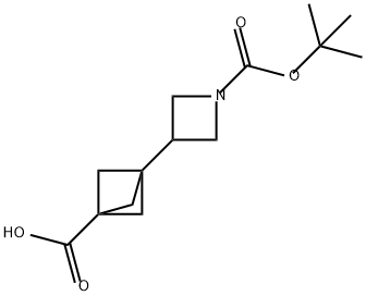 1-Azetidinecarboxylic acid, 3-(3-carboxybicyclo[1.1.1]pent-1-yl)-, 1-(1,1-dimethylethyl) ester Structure