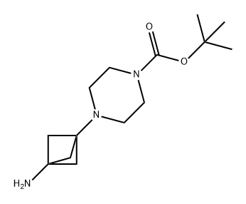 1-Piperazinecarboxylic acid, 4-(3-aminobicyclo[1.1.1]pent-1-yl)-, 1,1-dimethylethyl ester Structure