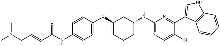 2-Butenamide, N-[4-[[(1R,3R)-3-[[5-chloro-4-(1H-indol-3-yl)-2-pyrimidinyl]amino]cyclohexyl]oxy]phenyl]-4-(dimethylamino)-, (2E)- Structure