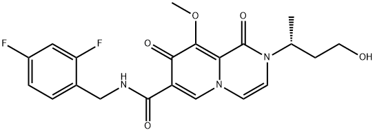 2H-Pyrido[1,2-a]pyrazine-7-carboxamide, N-[(2,4-difluorophenyl)methyl]-1,8-dihydro-2-[(1R)-3-hydroxy-1-methylpropyl]-9-methoxy-1,8-dioxo- 구조식 이미지
