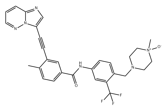 Benzamide, 3-(2-imidazo[1,2-b]pyridazin-3-ylethynyl)-4-methyl-N-[4-[(4-methyl-4-oxido-1-piperazinyl)methyl]-3-(trifluoromethyl)phenyl]- Structure